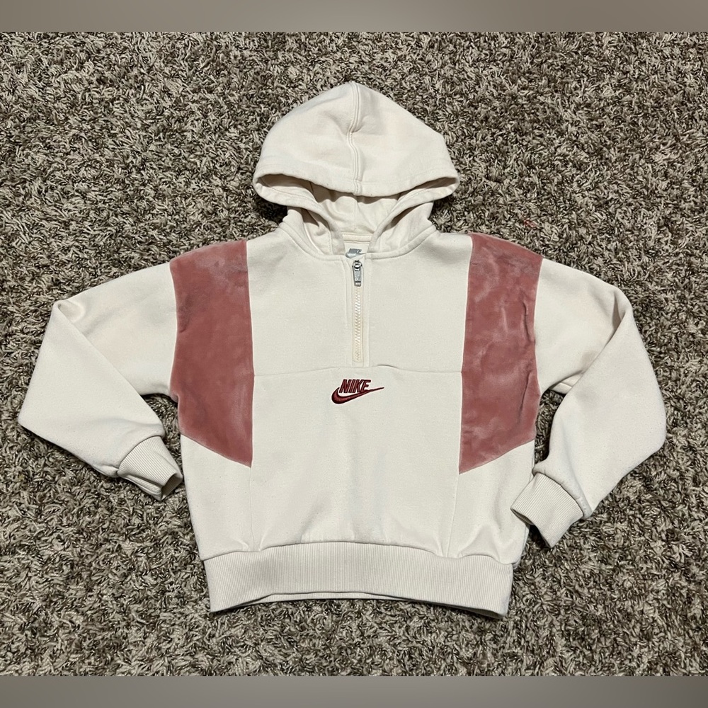 Nike Pink Half Zip Hoodie Sweater Girls Size 6-7 Years